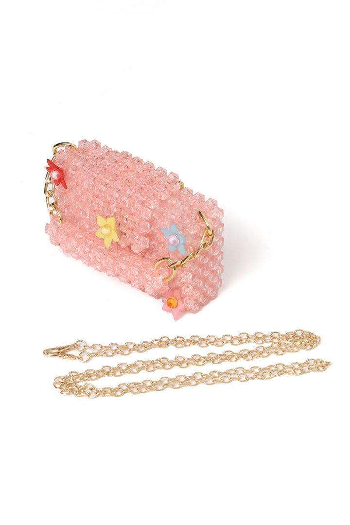 Handmade Beaded Crystal Purse with Flower Accents