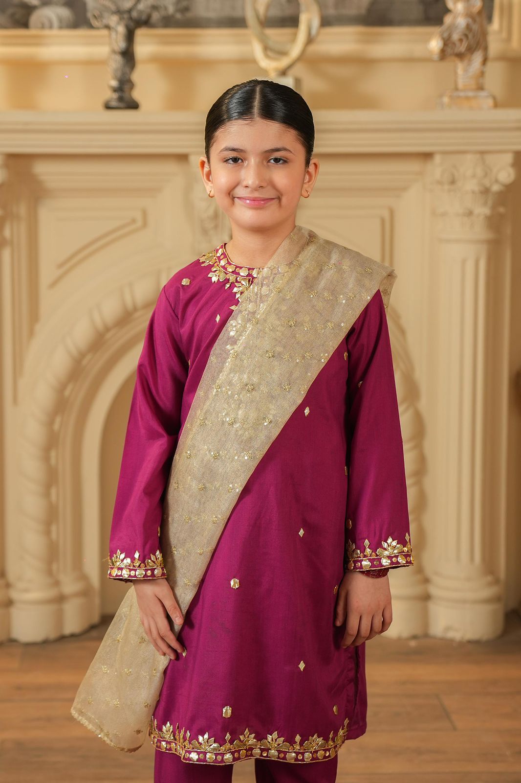 Golden Embroidered Zarri Net Dupatta